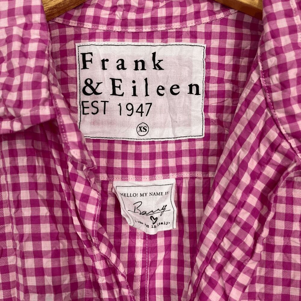 Frank & Eileen Barry Multi Pink Check Signature Crinkle Top Women's Size XS - Picture 4 of 7